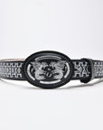 Cinturón Gallo de Plata | Hilo Plata Piel Negra | XCOWBOYS