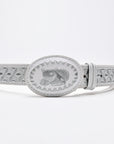 Cinturón Vaca | Hilo Plata Piel Blanca | XCOWBOYS