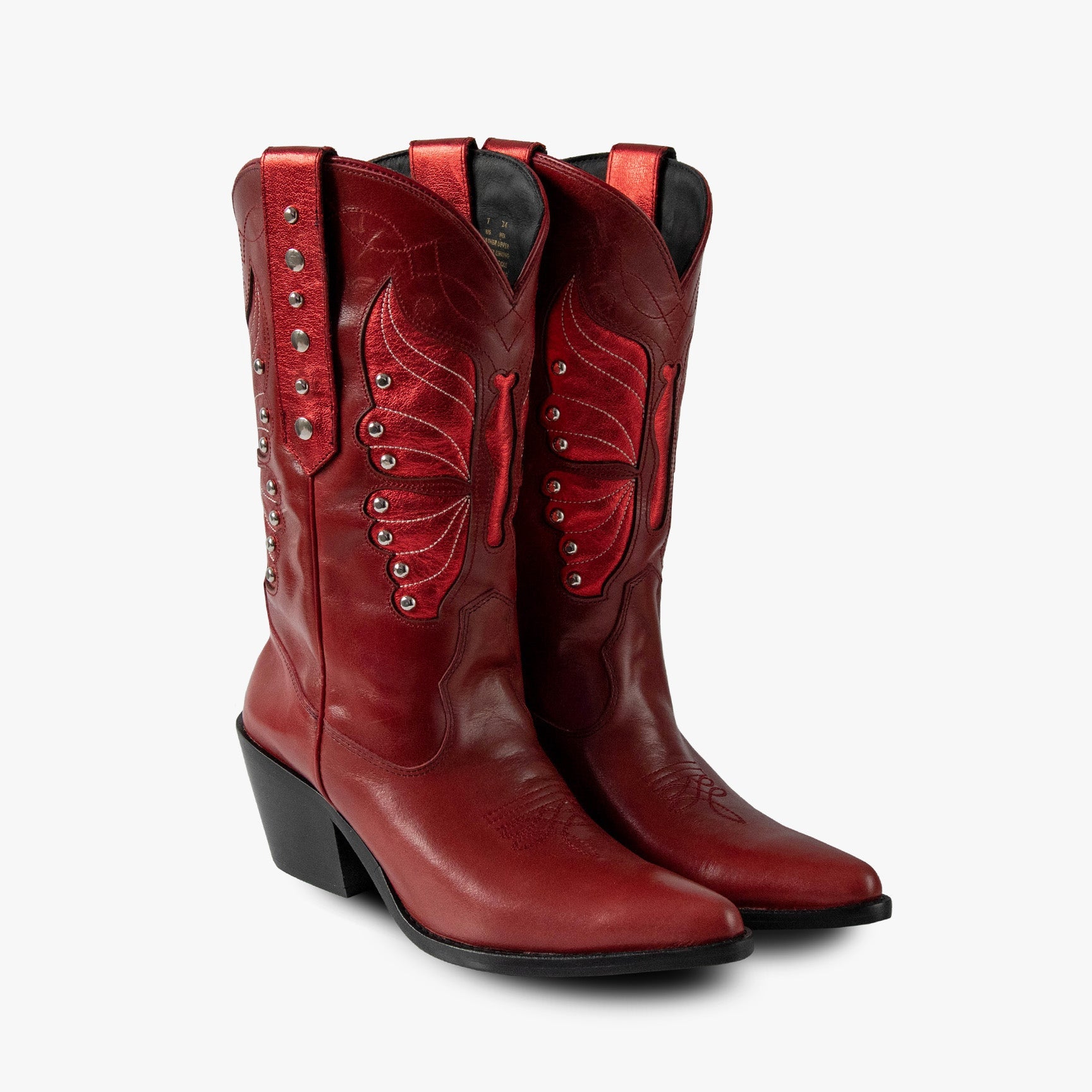  botas de cuero botas de cuero mujer botas de moda botas de piel para  mujer de moda  botas bala di gala botas en tendencia botas rojas metallic boots botas rojas en tendencia botas metalicas en color rojo botas con pop de color outfits con pop rojo