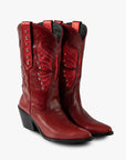  botas de cuero botas de cuero mujer botas de moda botas de piel para  mujer de moda  botas bala di gala botas en tendencia botas rojas metallic boots botas rojas en tendencia botas metalicas en color rojo botas con pop de color outfits con pop rojo